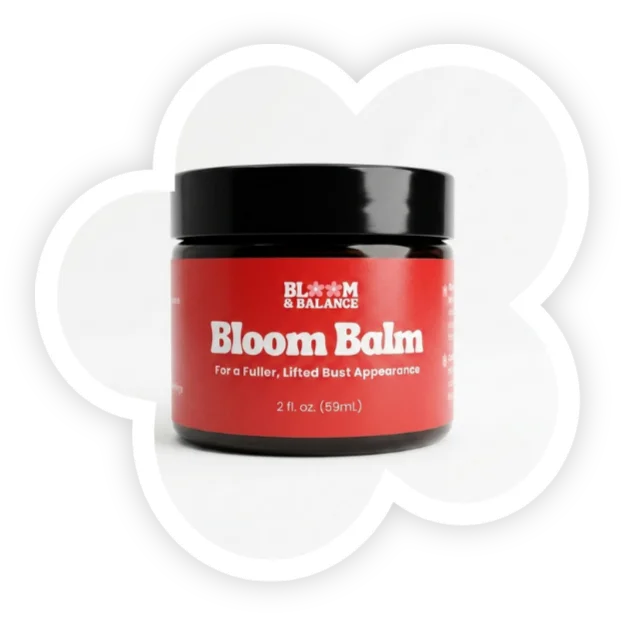 Bloom Balm in a flower frame with a plain background
